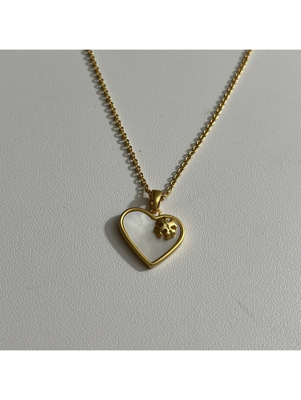 Tory Burch Roxanne heart logo charm pendant necklace